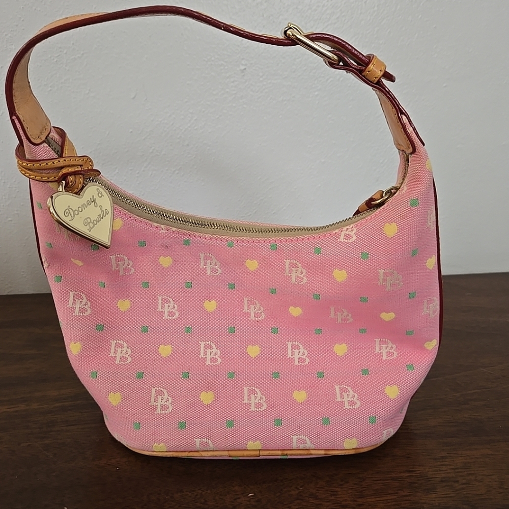 Dooney & Bourke Early 2000s Bucket Bag Signature Canvas Pink Purse